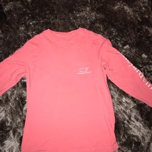 Long sleeve salmon and white shirt